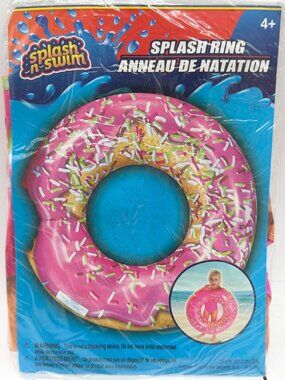 Splash N Swim Inflatable Donut Pool Float Sprinkles Design 26.5" Diameter For Ag